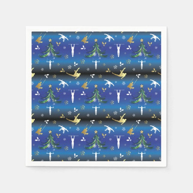 Serviette En Papier Gymnastique masculine Snowflake sapin de Noël (Devant)