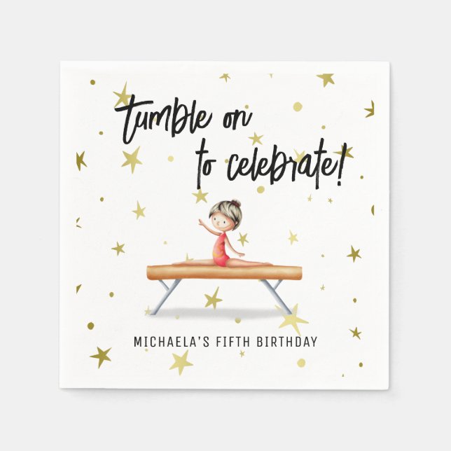 Serviette En Papier Gymnastique mignonne Balance Fille poutre Annivers (Devant)