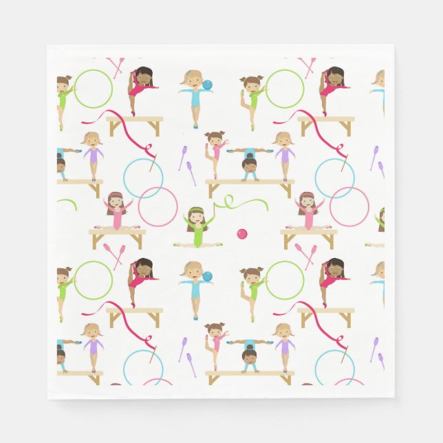 Serviette En Papier Gymnastique multicolore mignonne Motif pour enfant (Devant)
