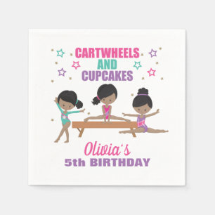 Serviette En Papier Gymnastique rose violet turquoise fille Anniversai