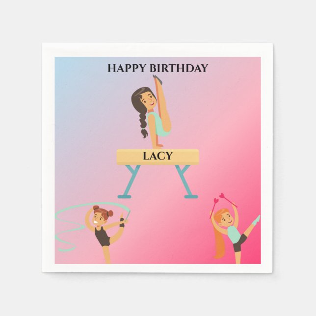 Serviette En Papier Gymnastique serviettes d'anniversaire personnalisé (Devant)