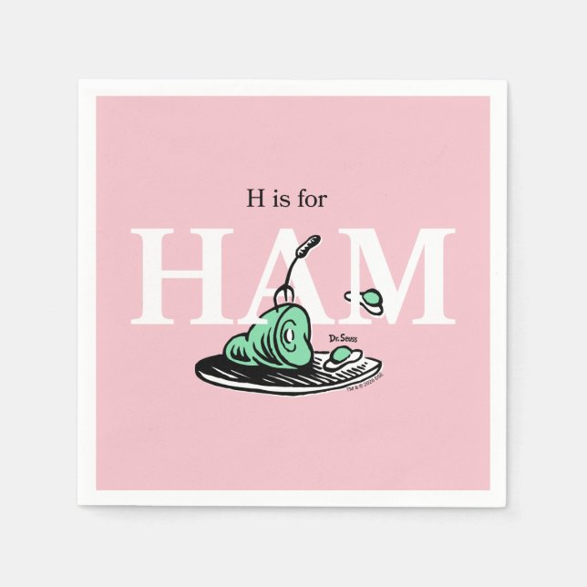 Serviette En Papier "H pour JAMBON" | Conception de l'alphabet (Devant)
