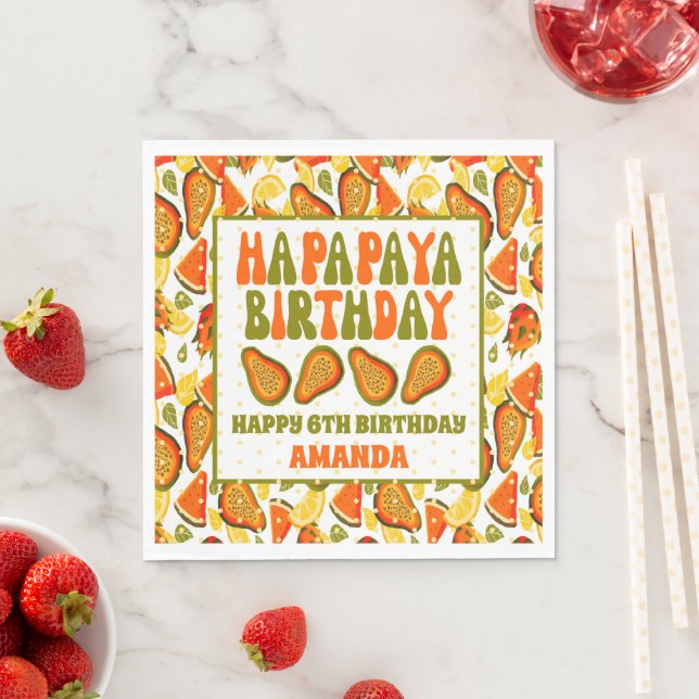 Serviette En Papier Ha-papaya Anniversaire Papaya Joyeux Anniversaire (En situation)
