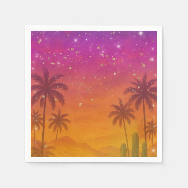 Serviette En Papier Hacienda Coucher de soleil Vibrant Fiesta Quinceañ (Devant)