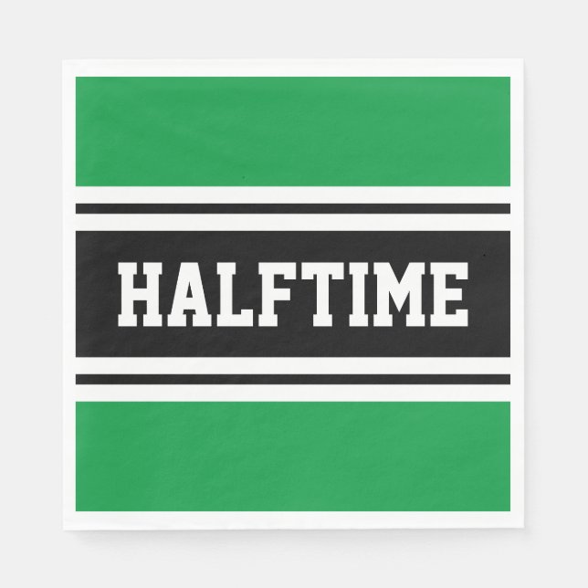 Serviette En Papier HALFTIME Vert clair noir blanc rayures de course (Devant)