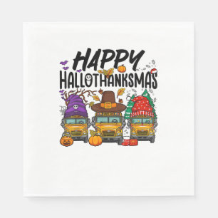 Serviette En Papier HalloMerciMas Halloween Thanksgiving Noël Sc