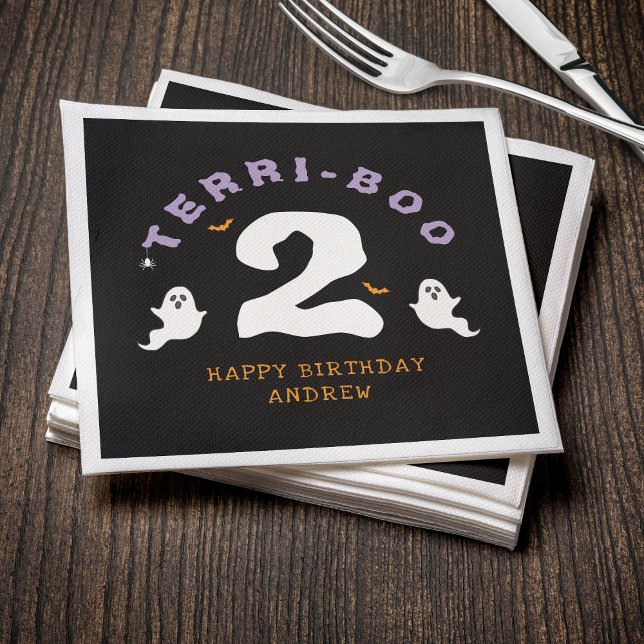 Serviette En Papier Halloween 2e anniversaire Terri-Boo Twos Ghost got (Halloween 2nd Birthday Terri-Boo Twos Ghost Gothic Napkins
)