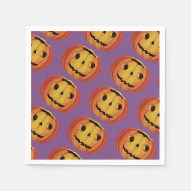 Serviette En Papier Halloween à l'ancienne, Citrouille (jack-o'-lanter (Devant)