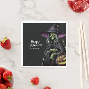 Serviette En Papier Halloween à thème de sorcière effrayant
