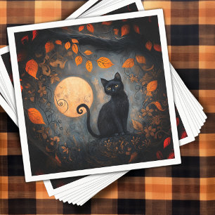 Serviette En Papier Halloween Adulte Chat Noir Fête de Pleine lune Orn