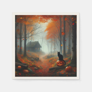 Serviette En Papier Halloween/Automne/Automne/citrouille/chat 