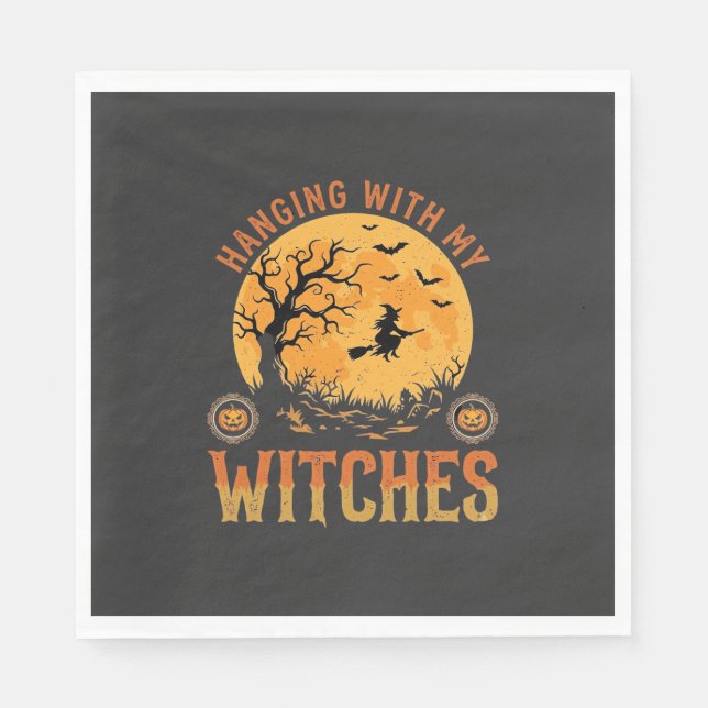 Serviette En Papier Halloween avec mes sorcières (Devant)