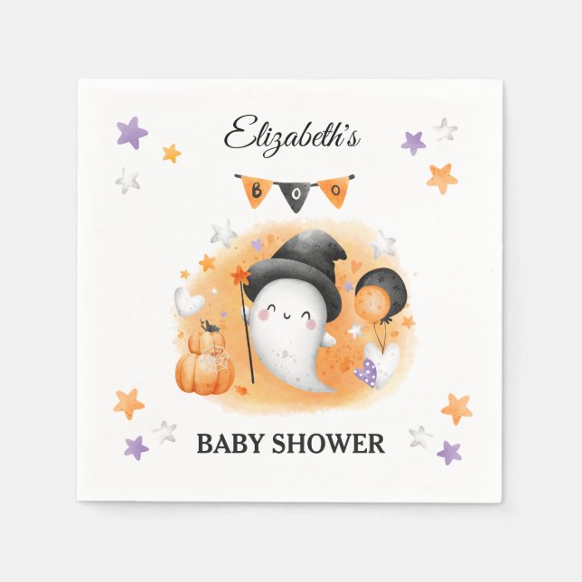 Serviette En Papier Halloween Baby shower Cute Papier Fantôme Napkins (Devant)