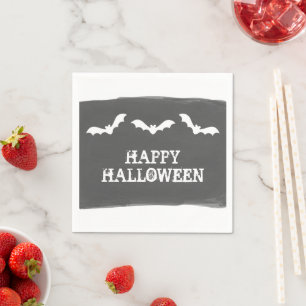Serviette En Papier Halloween Bats d'aquarelle noir blanc