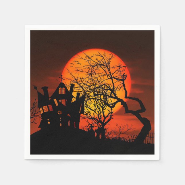 Serviette En Papier Halloween Castle Papier Napkin (Devant)