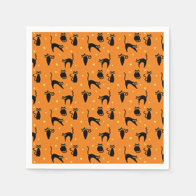 Serviette En Papier Halloween Chats noirs mood (Devant)