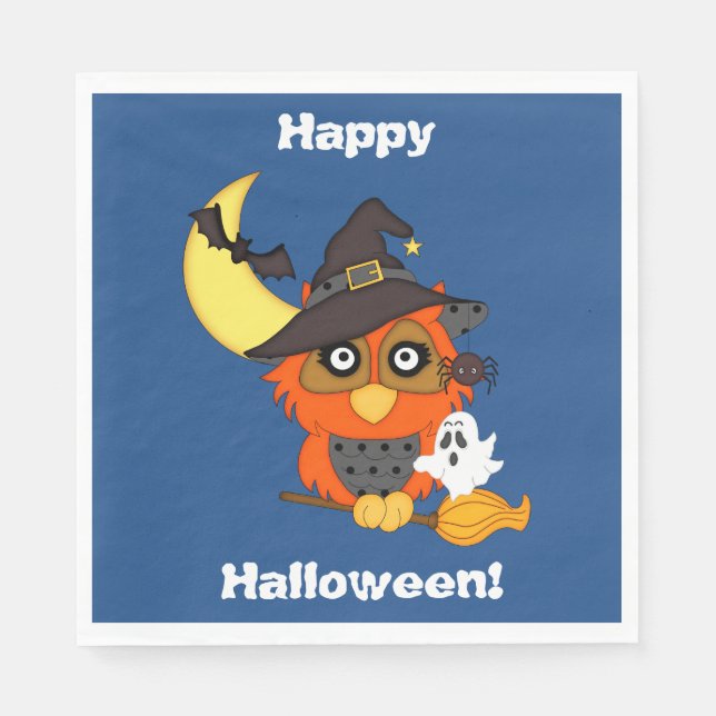Serviette En Papier Halloween chouette (Devant)