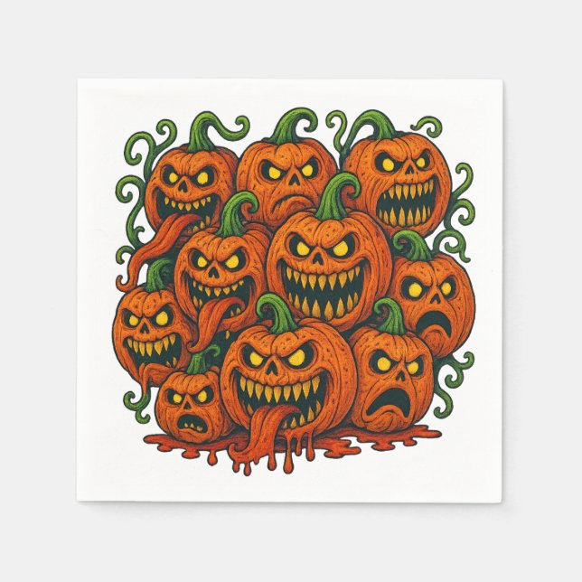Serviette En Papier Halloween Citrouille (Devant)