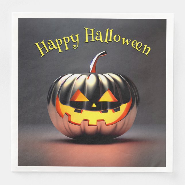 Serviette En Papier Halloween Citrouille brillant (Devant)