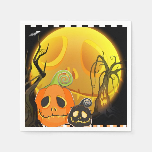 Serviette En Papier Halloween Citrouille mignon Fête Whimsical (Devant)
