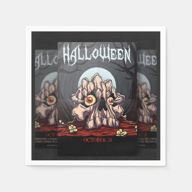 Serviette En Papier Halloween crâne éffrayant et griffe (Devant)