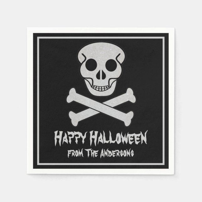 Serviette En Papier Halloween crâne et os serviettes (Devant)