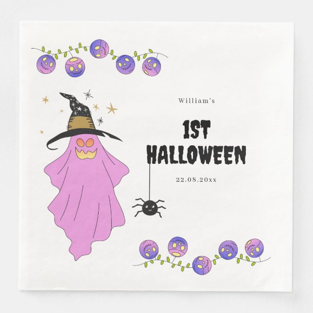 Serviette En Papier Halloween Crâne fantôme Garland Baby shower (Devant)