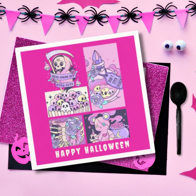 Serviette En Papier Halloween Cute Rose Grim Reaper (Créateur téléchargé)