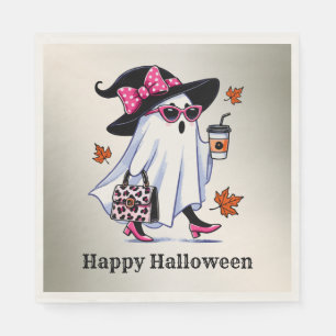 Serviette En Papier Halloween Cute Stylish sorcière Ghost Coffee Cup