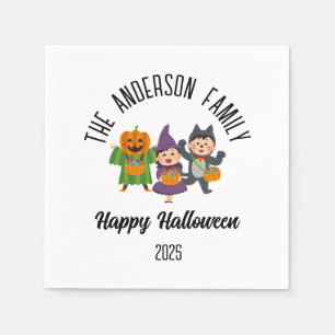 Serviette En Papier Halloween Cute Trick ou Treat Nom personnalisé