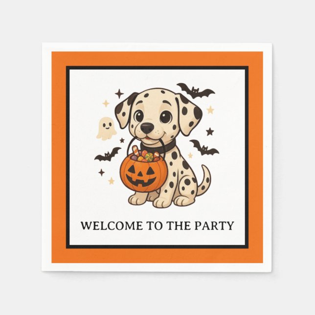 Serviette En Papier Halloween Dalmatie Chien Trick ou Treat Party (Devant)