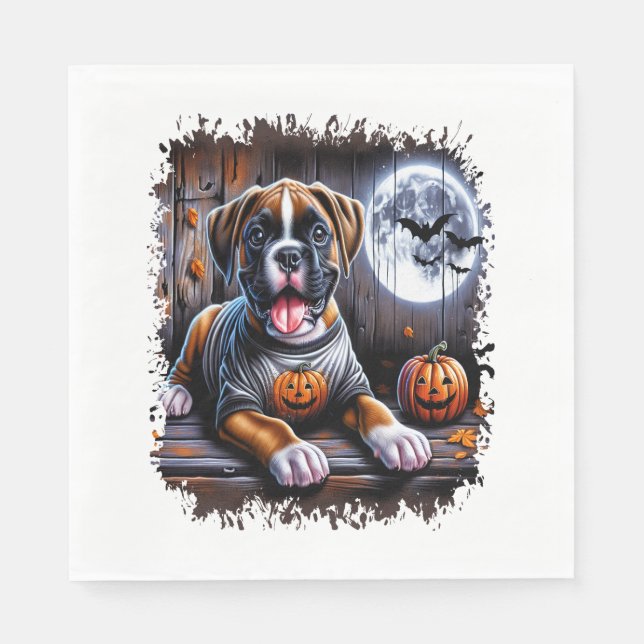 Serviette En Papier Halloween de chien de boxe (Devant)