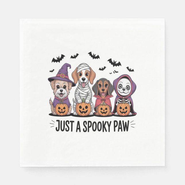 Serviette En Papier Halloween de chien juste un paw Éffrayant (Devant)