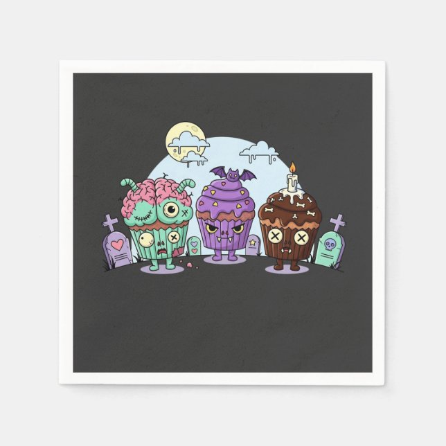 Serviette En Papier Halloween de Cupcake Zombie (Devant)
