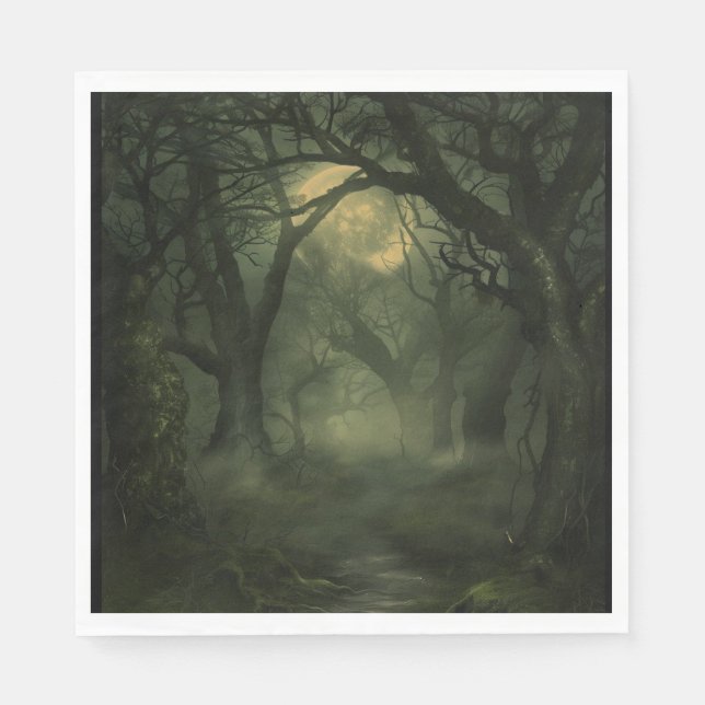 Serviette En Papier Halloween de forêt torsadée (Devant)