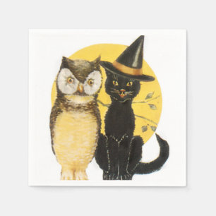 Serviette En Papier Halloween de hibou et de chat