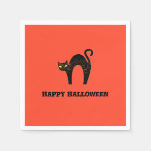 Serviette En Papier Halloween déplaisant en chat noir