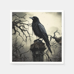 Serviette En Papier Halloween Déplaisant Raven cimetière cimetière got