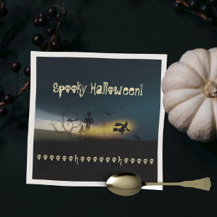 Serviette En Papier Halloween éffrayant Château de sorcières chauves-s