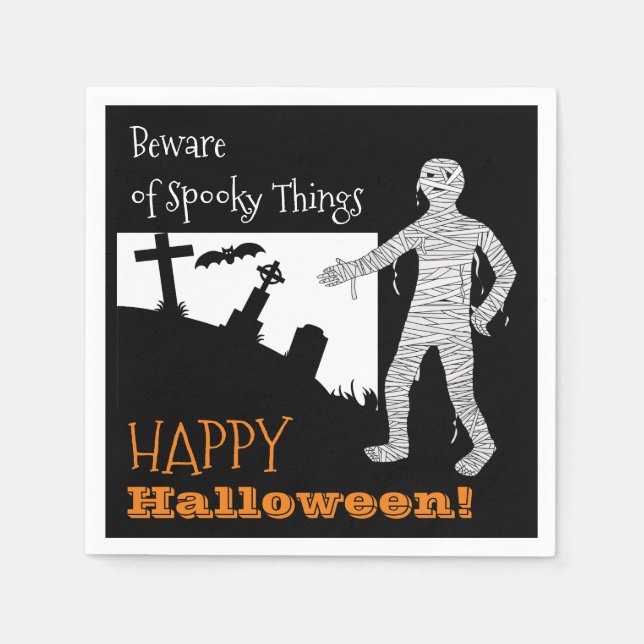 Serviette En Papier Halloween Éffrayant chauves-souris cimetière maman (Devant)