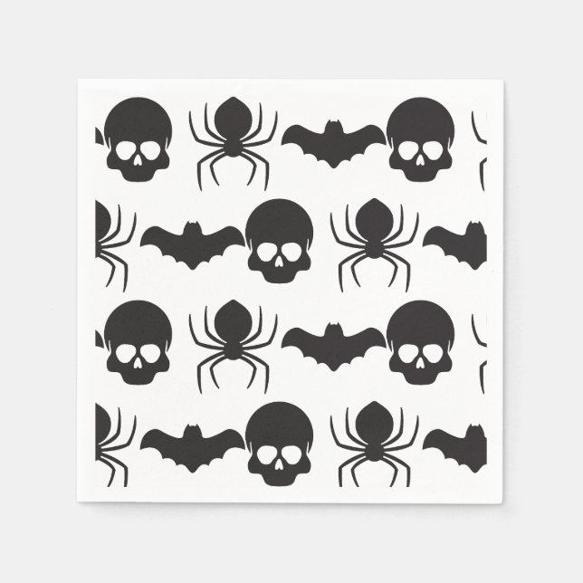 Serviette En Papier Halloween Éffrayant déplaisant - Crâne, araignée e (Devant)