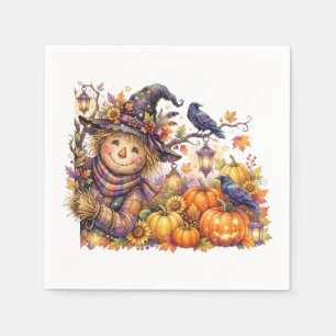 Serviette En Papier Halloween effrayant, épouvantail qui regarde, réco