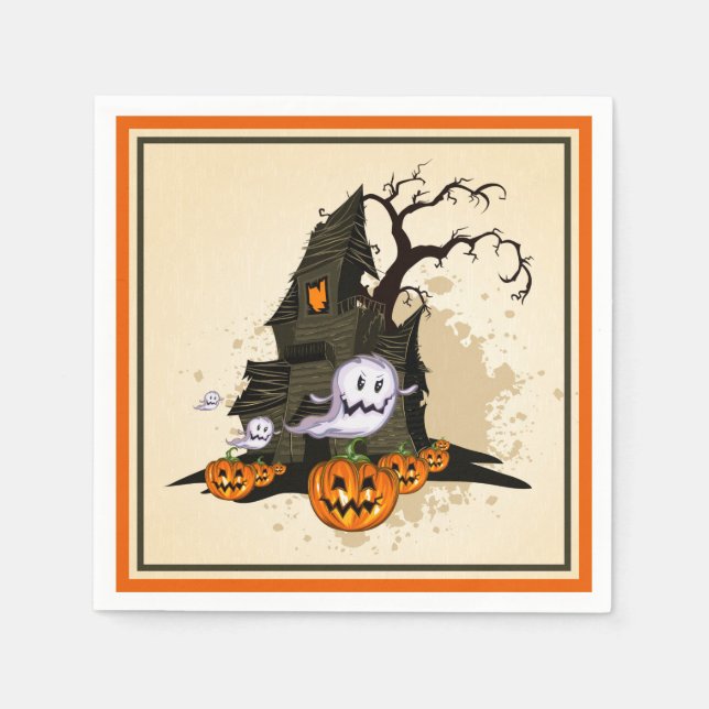 Serviette En Papier Halloween éffrayant Haunted House (Devant)