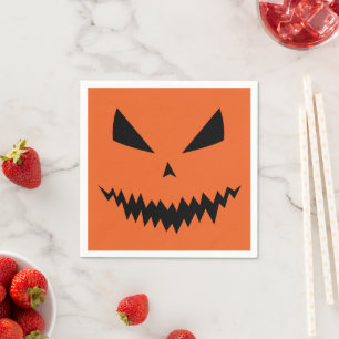 Serviette En Papier Halloween effrayant Jack OLantern noir visage oran