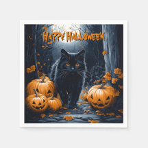 Halloween en chats noirs et forêt Citrouille