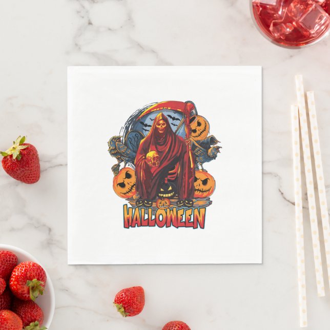 Serviette En Papier Halloween Evil skeleton (En situation)