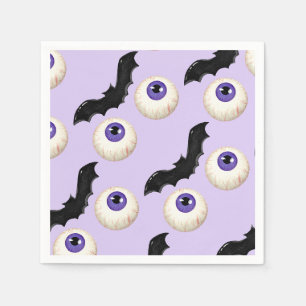 Serviette En Papier Halloween Eyeball Éffrayant & chauve-souris traite