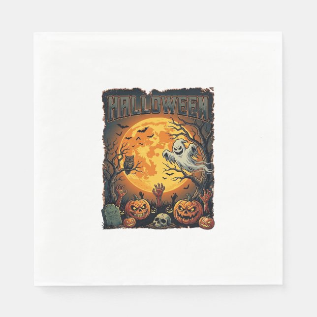 Serviette En Papier Halloween Fantôme Pleine Lune Jack Lanterns Zombie (Devant)