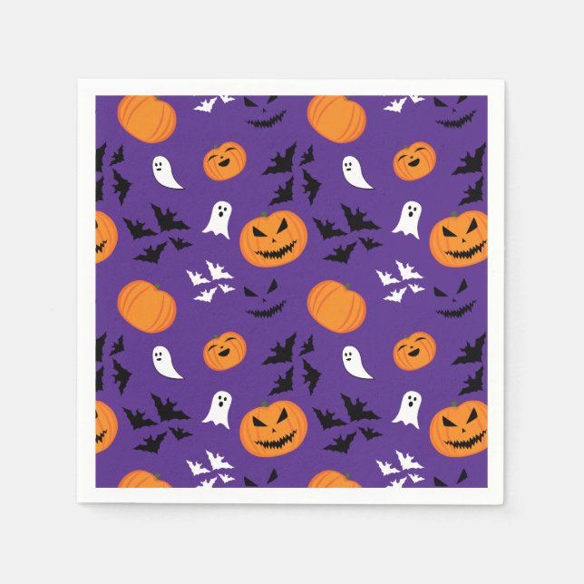 Serviette En Papier Halloween fantômes citrouille chauves-souris amusa (Devant)