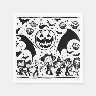 Serviette En Papier Halloween fiesta en noir et blanc